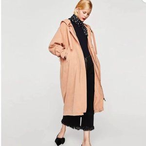 ZARA TRF BLUSH PINK HOODED TRENCH COAT